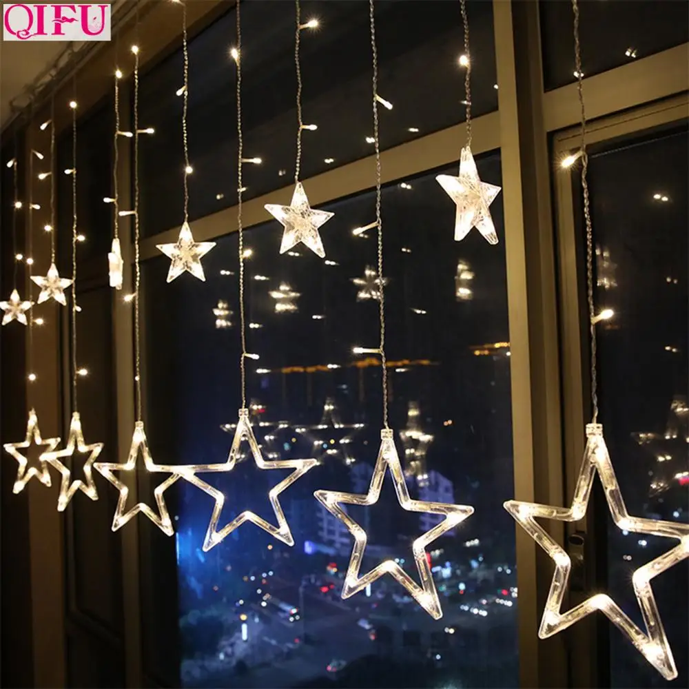 

QIFU LED Christmas Curtains Lights Christmas Ornaments Christmas Decortions For Home Xmas Decoration Garland New Year Decor Noel