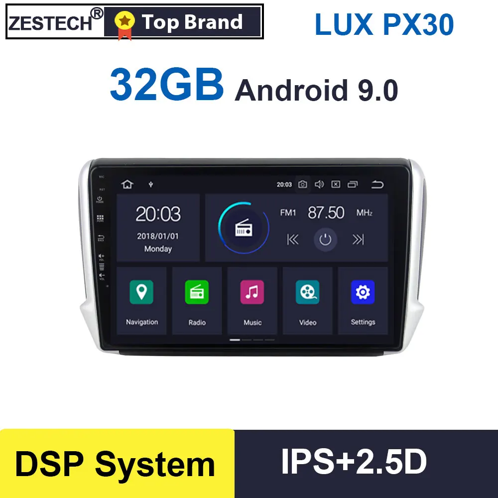 Автомагнитола ZESTECH 1 din с GPS навигацией Android 9 0 для Peugeot 208/2008 dvd мультимедиа