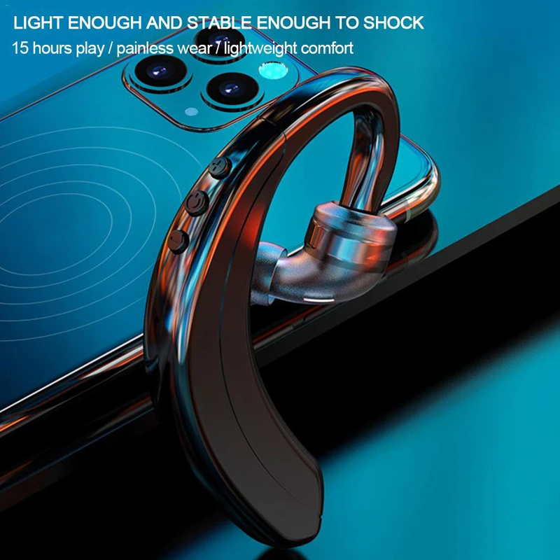 Wireless Bluetooth 5.0 Earphones Stereo Ear Hook Sports Headset Handsfree With Microphone Business Driving Headphones