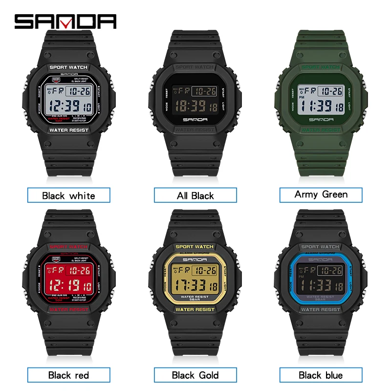 SANDA G Style Digital Watch Men Outdoor Waterproof Sports Wrist Watches For Men Running Stopwatch Military LED Electronic Clock 4