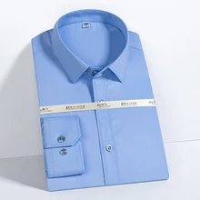 Chemises formelles pour hommes, chemises classiques à manches longues pour hommes, hauts adaptés au travail et au bureau, avec boutons en résine, S 4XL