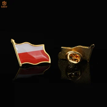 

Polish Epoxy Resin Paint Flag Brooch Metal Gold-Plated Tie Lapel Badge Safety Buckle Pin