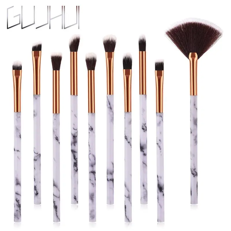 10PCs Marble Makeup Brush Set Texture Handle Eye Eyeshadow Fan Portable Facial Cosmetic Tool | Красота и здоровье
