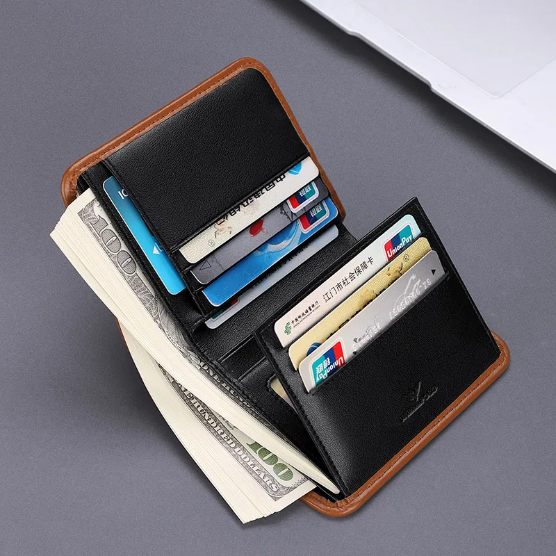 Бизнес маленький тонкий бумажник мужской холщовый RFID бренд Анти кражи Кредитная
