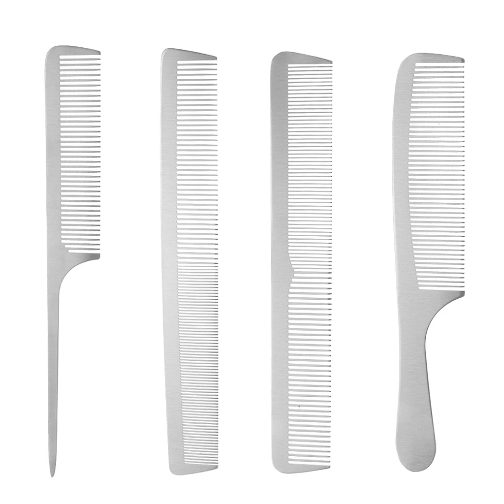 Pro Salon Black Hair Styling Hairdressing Cutting Steel Barbers Brush Comb Antistatic Salon Heat-Resistant Taper Cutting Comb