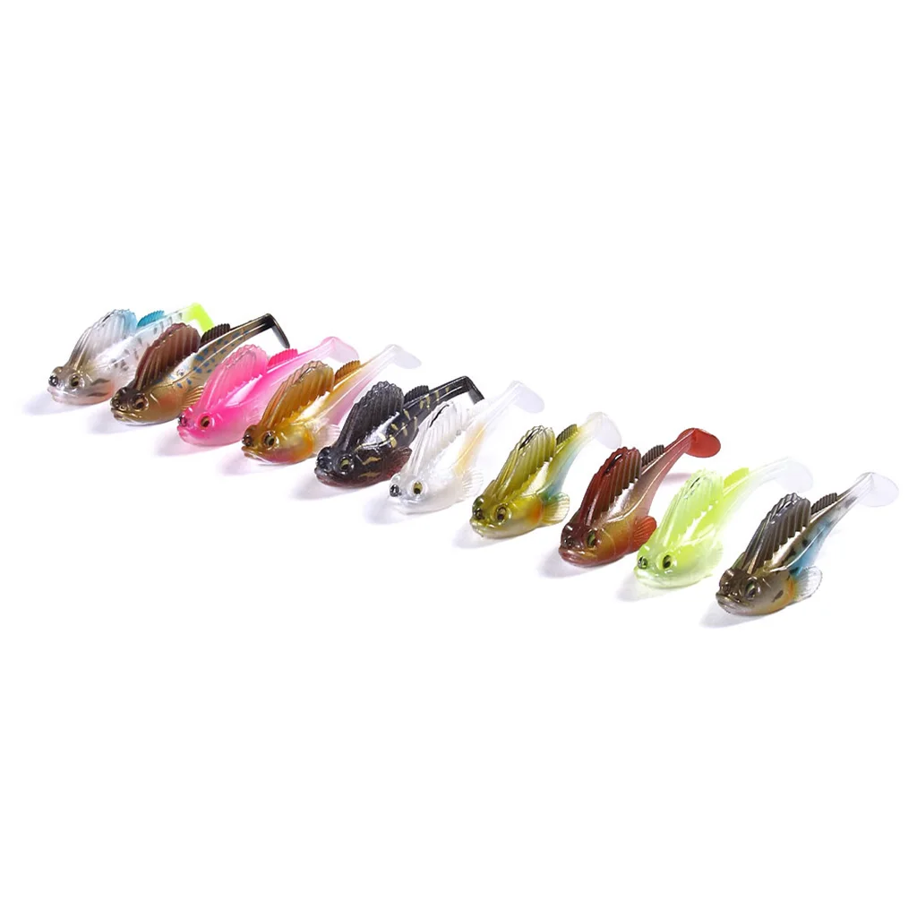 14g 7cm Soft Lead Fishing Lures Sinking Swimbaits Lifelike 3D Eyes T Tail Casting Lures Fishing Tackles