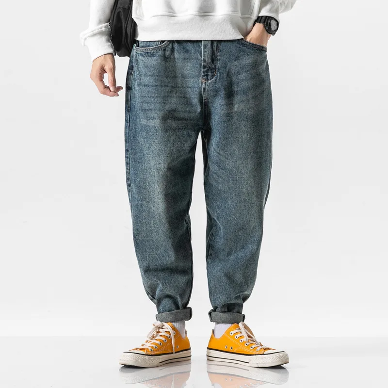 

2019 New Style Japanese-style Popular Brand Autumn Jeans Men's Washing Retro Straight-Cut Casual Long Pants Men's