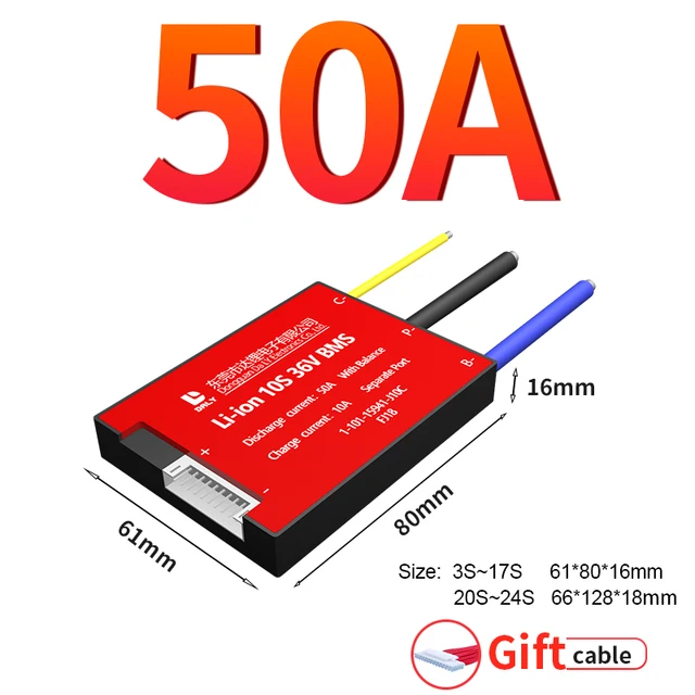 Daly BMS Li-Ion LiFePO4 BMS 3s-24s 12V 24v 36V 48V 60V 72V 29,6 in15A 20A 30A 40A 50A 60A 80A 100A 120A 150A Lithium battery BMS 50A separate