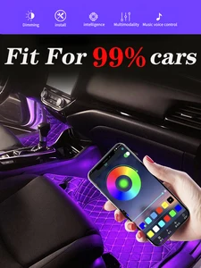 СВЕТОДИОДНЫЙ Автомобильный ножной окружающей среды светильник с usb-сигарета светильник er Подсветка светильник музыка Управление приложен...