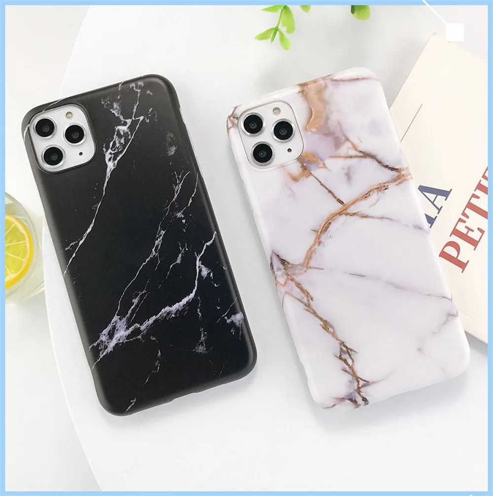 Moskado Marble Stone Texture Phone Case For iPhone 11 Pro Max X XR XS 7 8 6 6s Plus Colorful Soft IMD Silicone Back Cover Capa