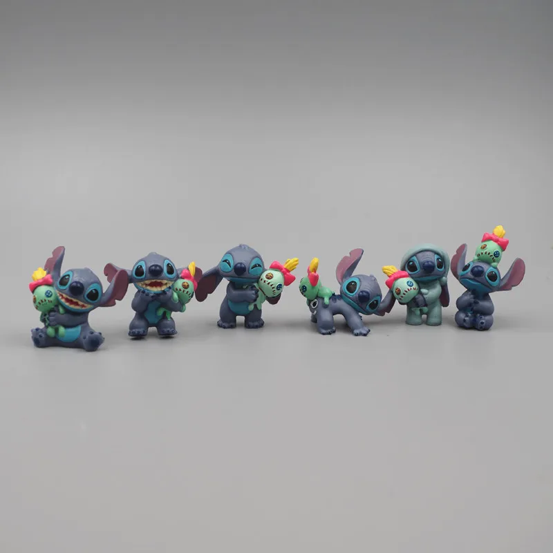 

1 Set of Stitch Cartoon Dolls There Are 6 Different Doll Anime Figure Necklace Pendants for Boyfriend Christmas Gift