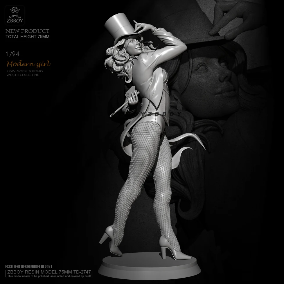 

75mm 1/24 Resin model kits figure beauty colorless and self-assembled TD-2747