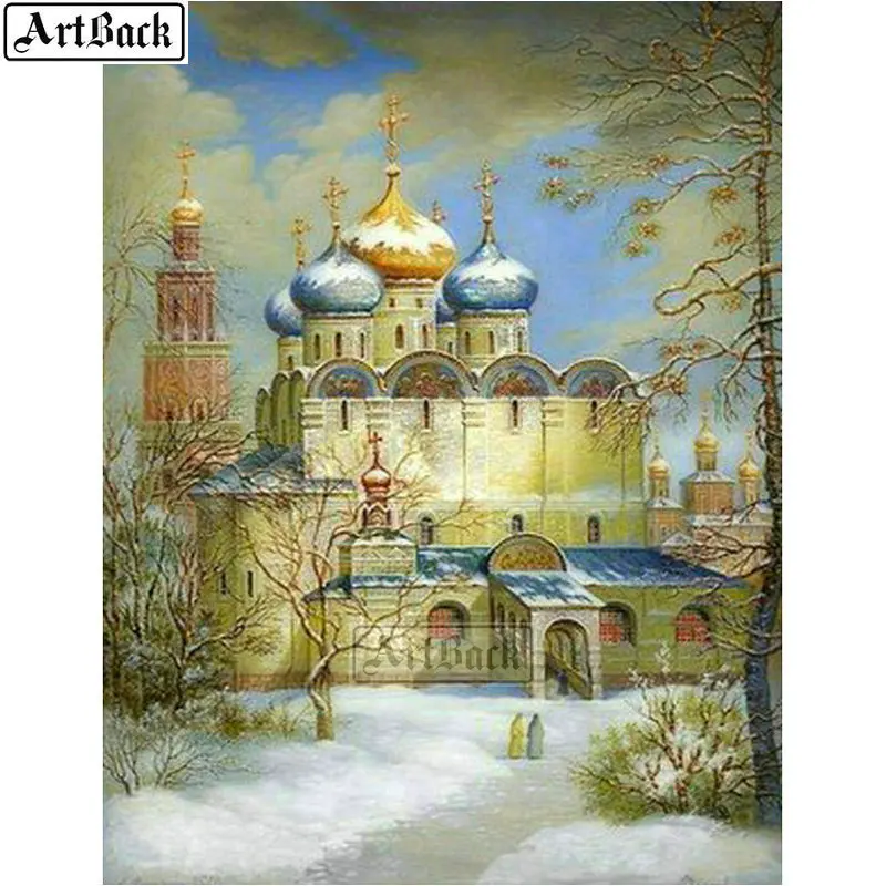 5d diamond painting christ castle landscape full square 3d mosaic russian church resin embroidery sticker | Дом и сад