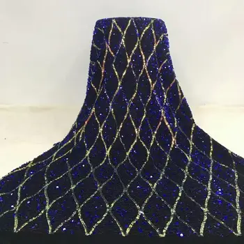 

Very soft Blue velvet Latest African Cord Lace Fabrics High Quality 2020 Nigerian Lace Fabric For Wedding African Lace Fabric