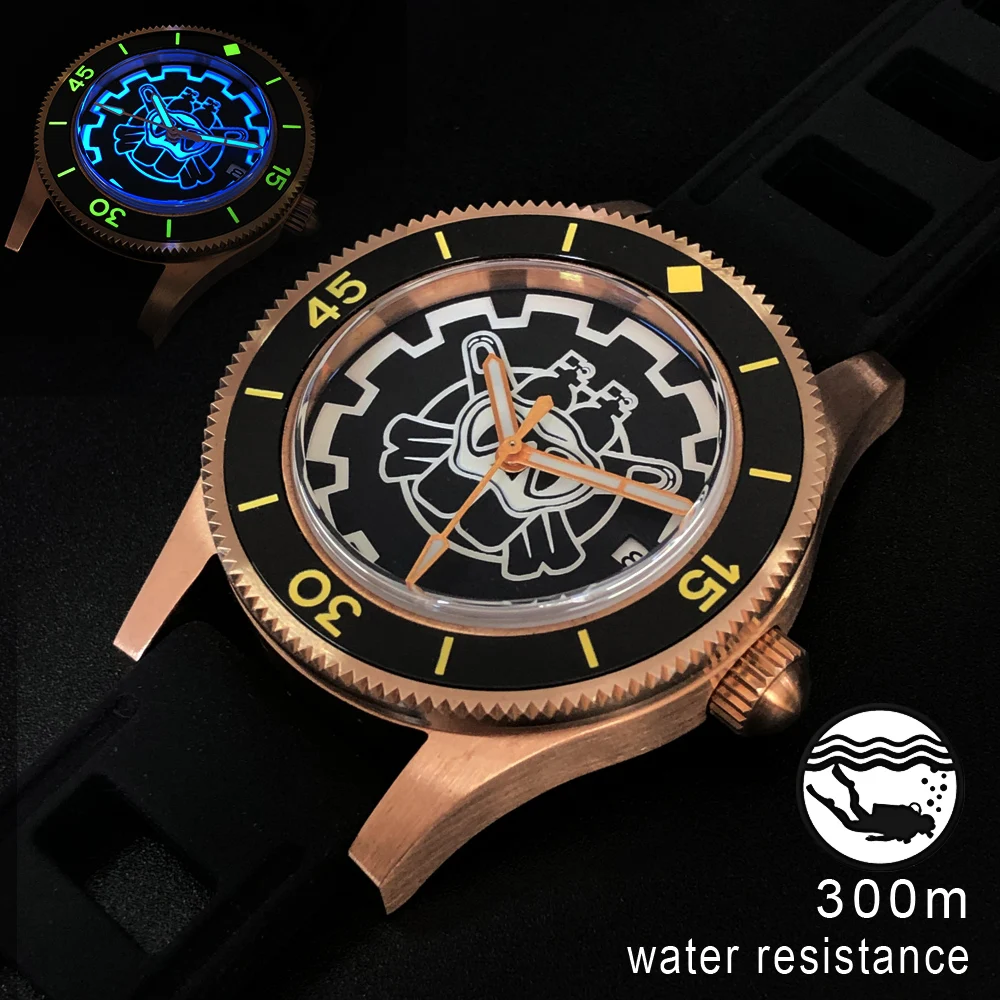 Steeldive CuSn 8 Tin Bronze Automatic Mechanical Diving Watch C3 Super Luminous Watches NH35 Dive 300m | Наручные часы