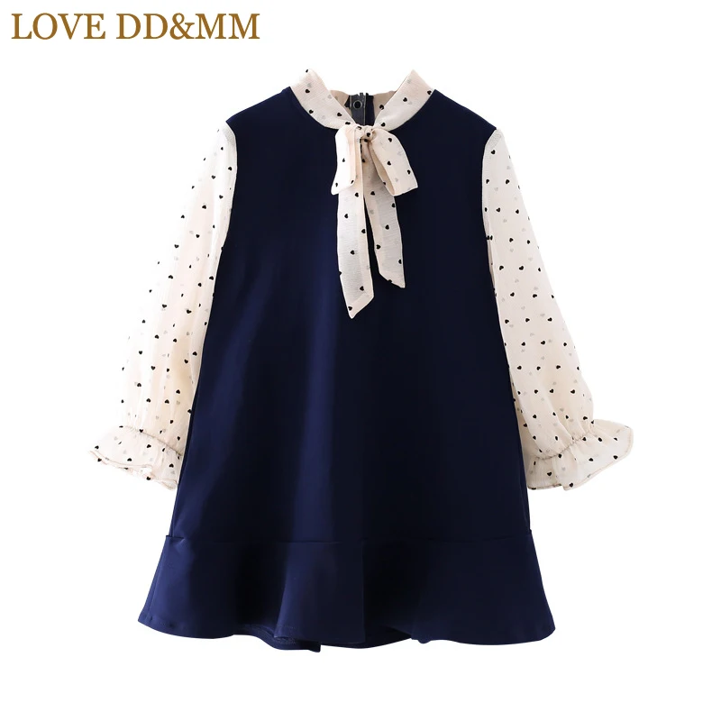 BLUE 1 Милые платья для девочек DD& MM г. Новая одежда для девочек милое шифоновое платье с длинными рукавами и плиссированной талией - Цвет: BLUE 1