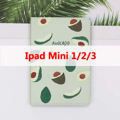 Чехол из искусственной кожи с милым рисунком авокадо для Ipad Ipad Air 1 2 Min 1 2 3 4 5 с закаленным рисунком травы сон просыпается флип-чехол - Цвет: Ipad Mini 1 2 3