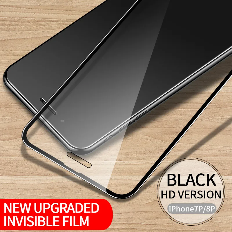 Закаленное стекло для iphone 6, 6s Plus, iphone 6, 7, 8 Plus, защитная пленка для экрана HD, прозрачная пленка, анти-синий светильник, полное покрытие - Цвет: 7plus 8plus Black