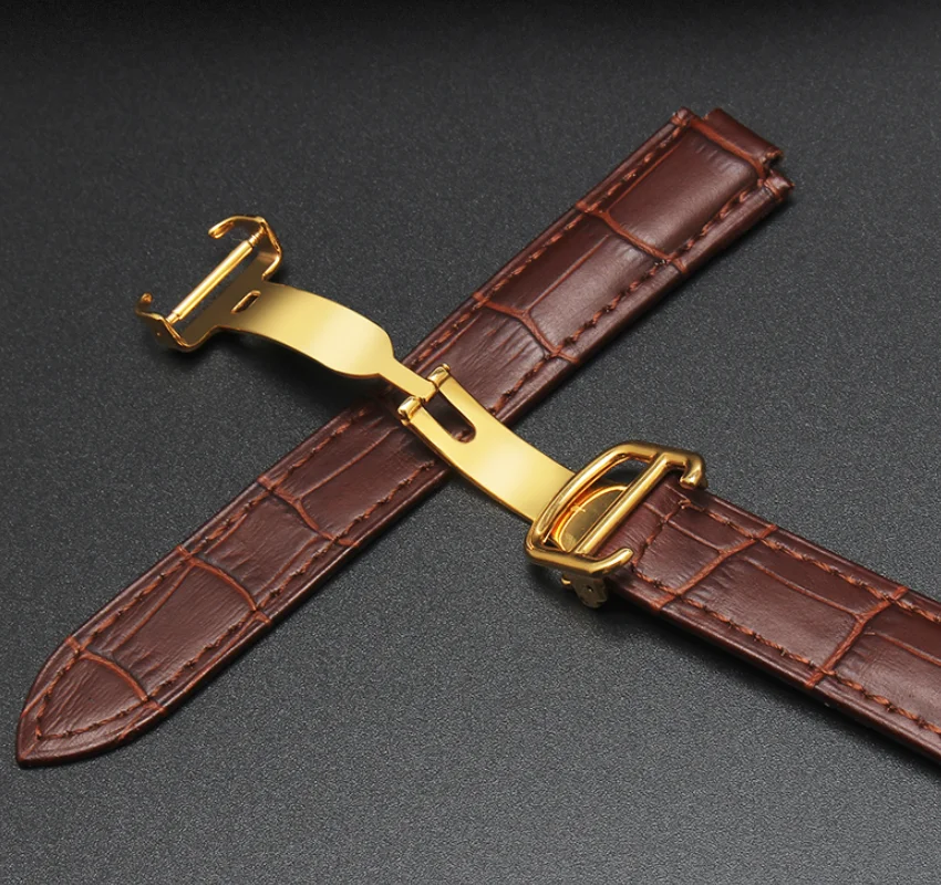 BRETA Genuine Leather watchband Ballon Bleu Strap for Cartier Deployment Buckle Clasp fit red Pink 14mm 18mm 20mm