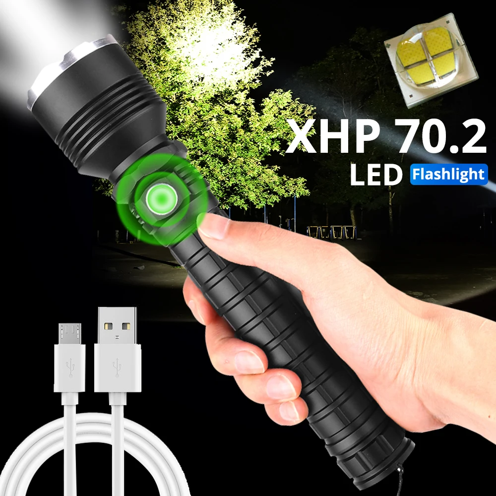 

80000lums LED Flashlight Most Powerful XLamp XHP50 Rechargeable USB Zoom Torch XHP70 18650 26650 Hunting Lamp SelfDefense light