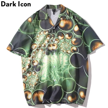 

Dark Icon Funny Printed Vintage Short Sleeve Men' s Shirts Turn-down Collar Hawaiian Shirts Streetwear Clothing