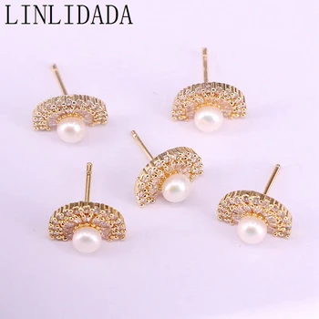 

6Pair Fashion Jewelry Top Quality Cz Cubic Zirconia With Pearl Stud Earrings For Women Girls