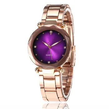 

Leisure Gradient Color Ladies Watch Rhinestone Women Quartz Simple watches Metal band female clock decoration Girls gifts