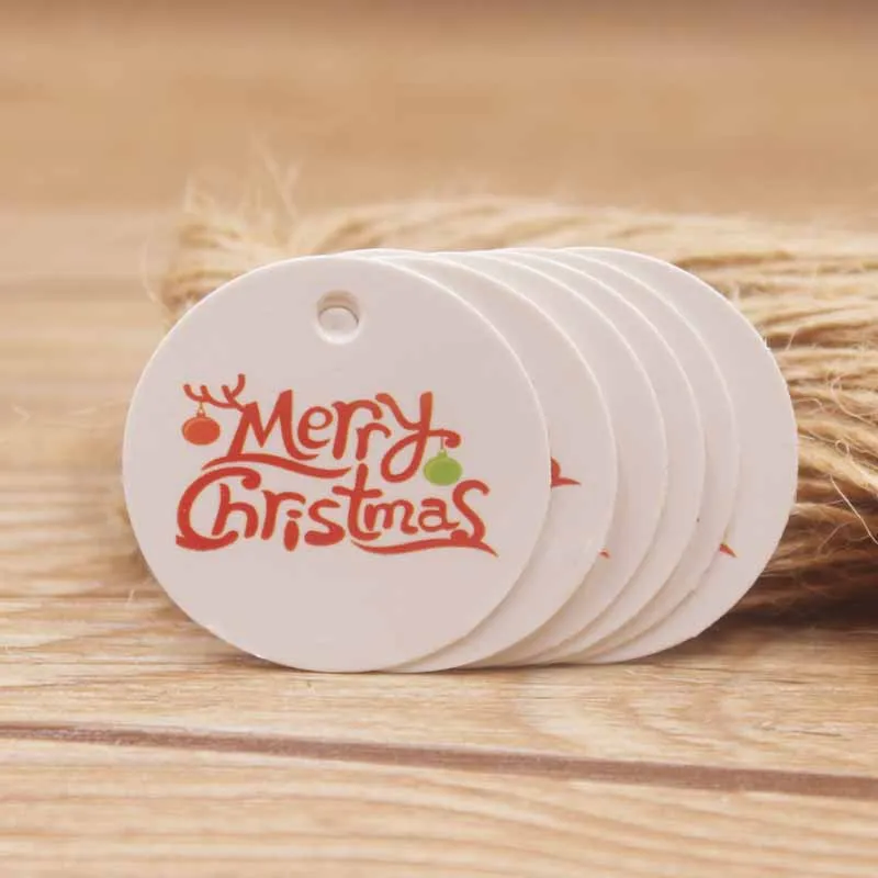 3*3 см круглая форма 100 шт белый/черный/желтый Рождественский подарок на бумаге бирка для рождественских сувениров/Детская игрушка упаковка для прилавка