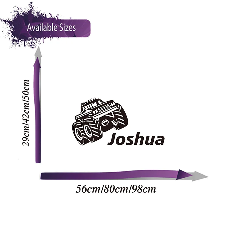 Cartoon Custom Name  Tractor Car Wall Sticker Boy Room Kids Room Personalized Name Vehicle Tractor Wall Decal Bedroom Nursery  (1)