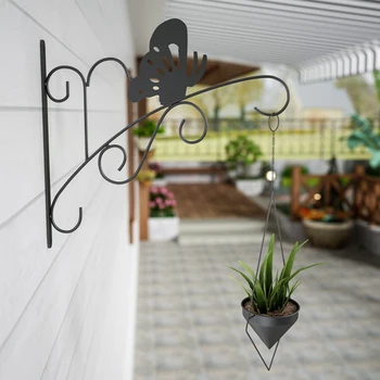 

For Flower Pots Hanging Plant Bracket Wall Hook With Screws Indoor Outdoor Balcony Home Decor Butterfly Shape Lanterns Iron