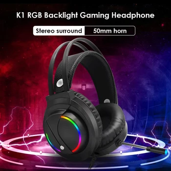 

Gamer Headphone Headset Portable Entertainment Earphone Supplies K1 RGB Backlight USB Wired Microphone for Desktop Laptop