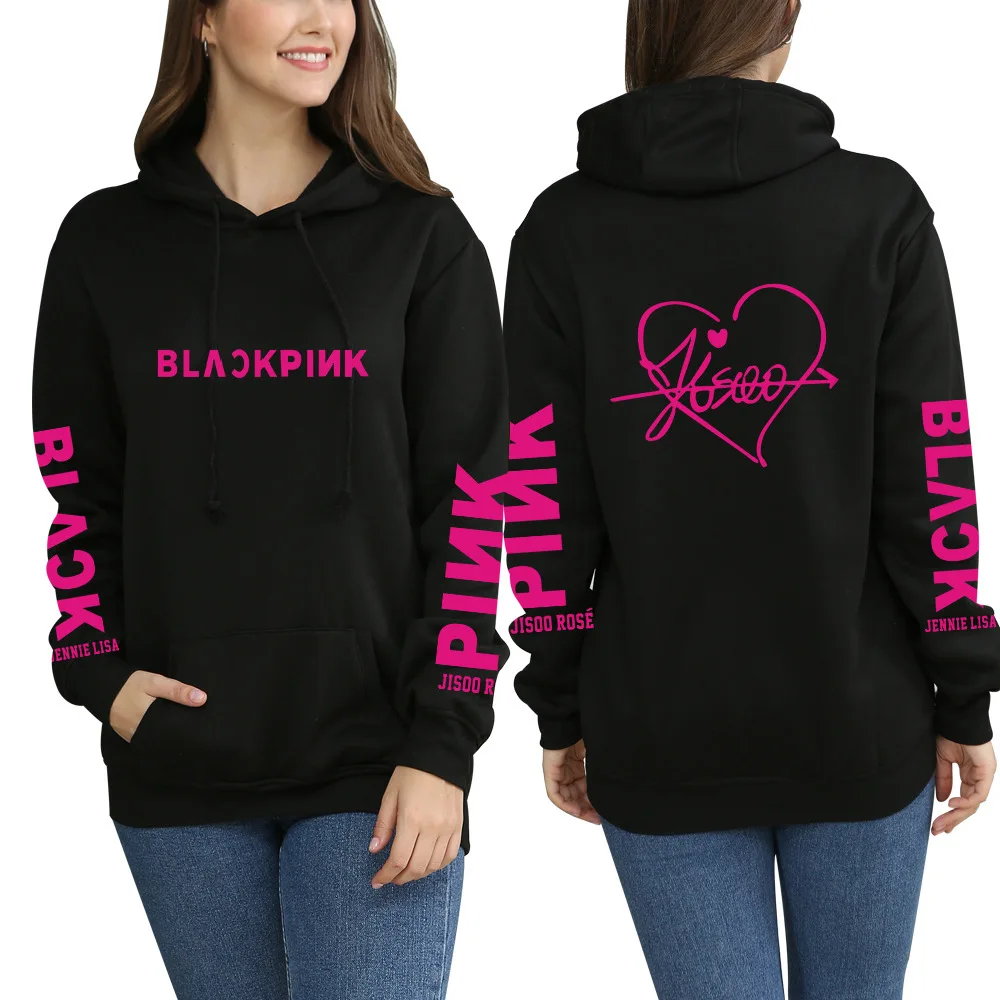 New KPOP BlackPink Girls Hoodies Lisa Women/'s Casual Sweatshirts Coat Rose JISOO