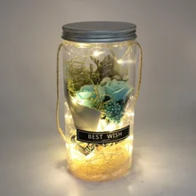 Светодиодный стеклянный флакон для мыла в виде Розы с подвесным канатом, Свадебный искусственный цветок на День святого Валентина, подарок на Рождество