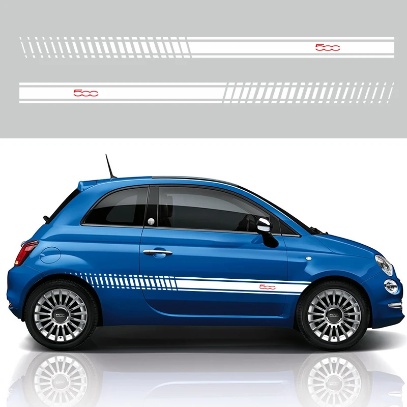 2 шт./лот, авто Стайлинг, сделай сам наклейки на машину для FIAT 500, Виниловая наклейка на тело, боковая наклейка, украшение