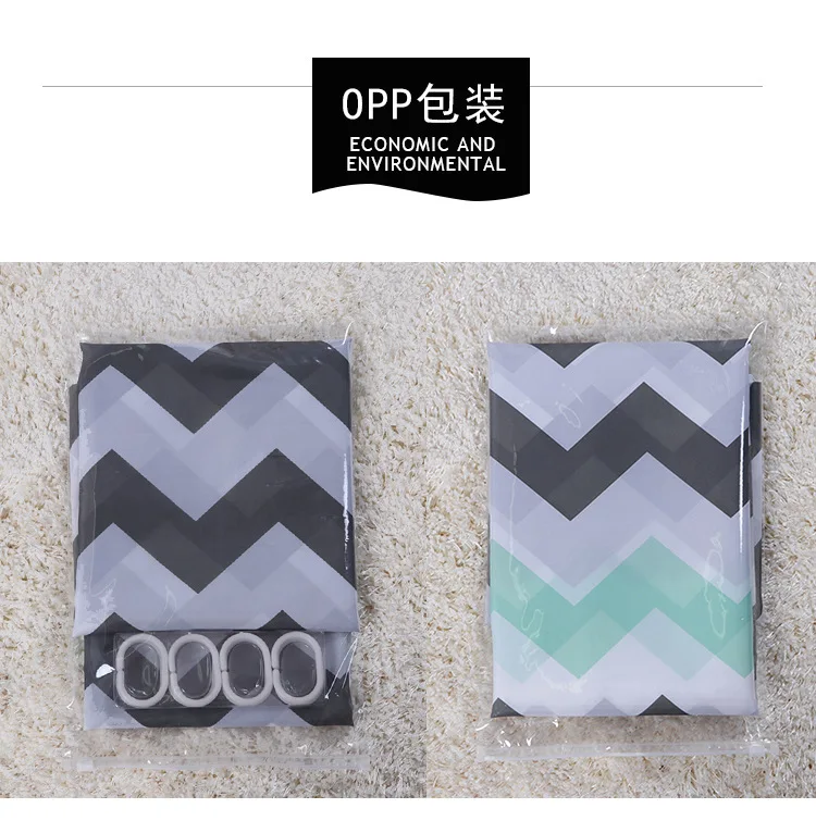 Shower Curtain Manufacturers Currently Available Wholesale Europe And America Hot Selling Simple Geometry Wavy Stripes Printed D