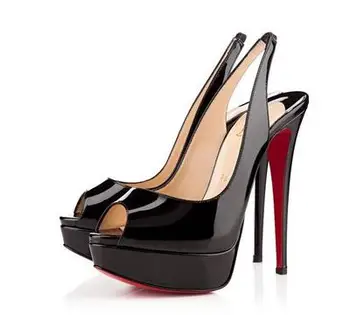 

New Brand Platform Women's Shoes Solid Peep Toe 14cm High Heels Stiletto Ankle Straps Pump Platform Sandals Wedding Bridal Shoes