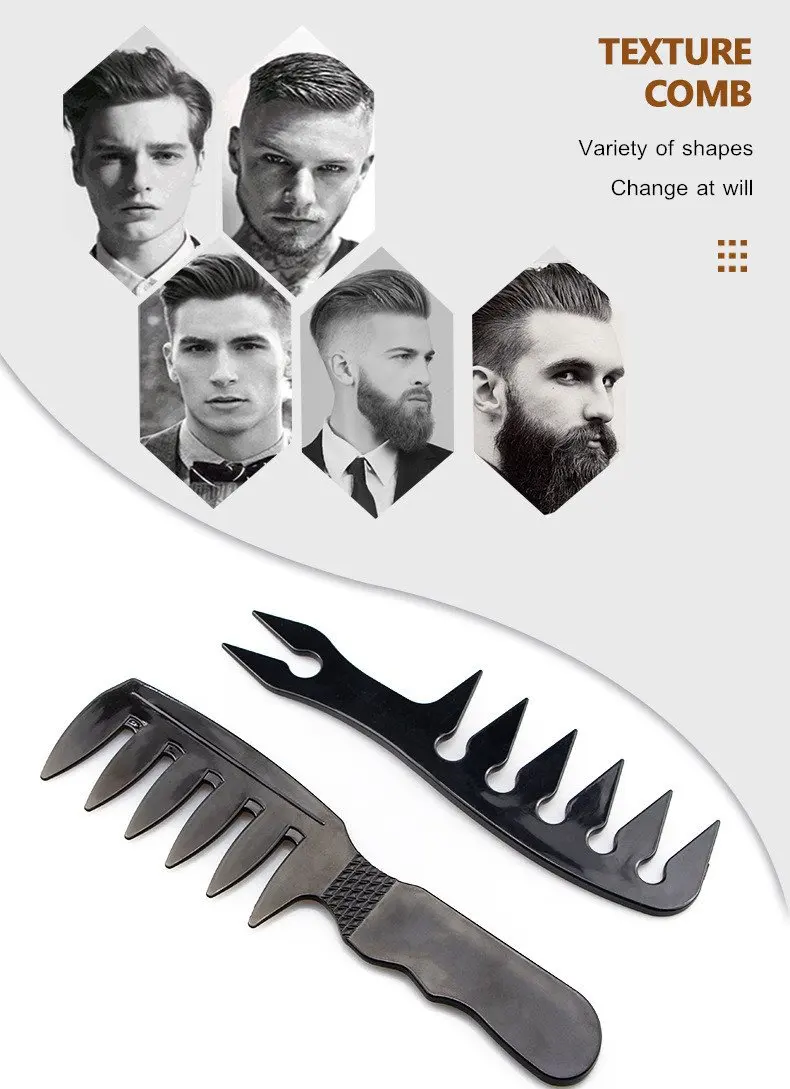 Cepillo de dientes ancho profesional para hombres, herramienta de peluquería antiestática, doble peine de dos lados, horquilla, para barbería y barba