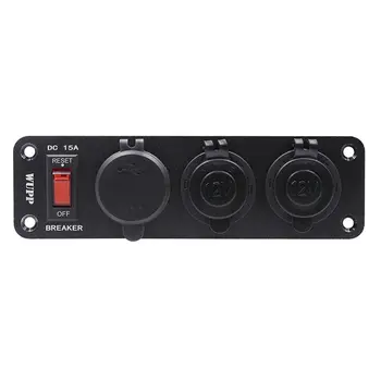 

4 in 1 Switch Panel Dual USB Fast Charging Digital Display Voltage Meter Double Cigarette Lighter Socket for Auto Yacht