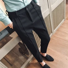 Мужские нарядные брюки, строгие мужские брюки, облегающие брюки, для офиса, официальный костюм для мужчин размера плюс