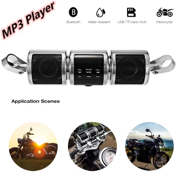 

AOVEISE MT487 Motorcycle MP3 Music Player Bluetooth Waterproof LED Display 2 3W Stereo System Motor Bike Speaker Output Silver