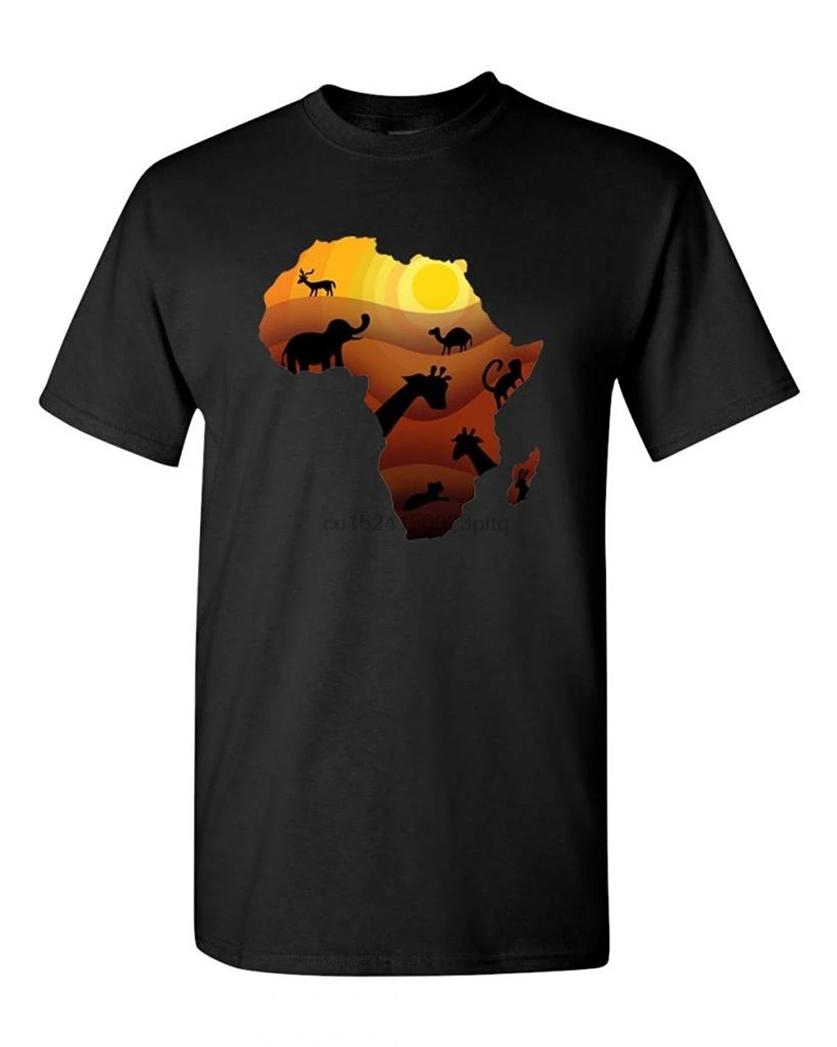 Printed T-Shirt Men New Fashion Cool Casual T Shirts Map Of The African Continent Africa Animals DT Adult Tee |