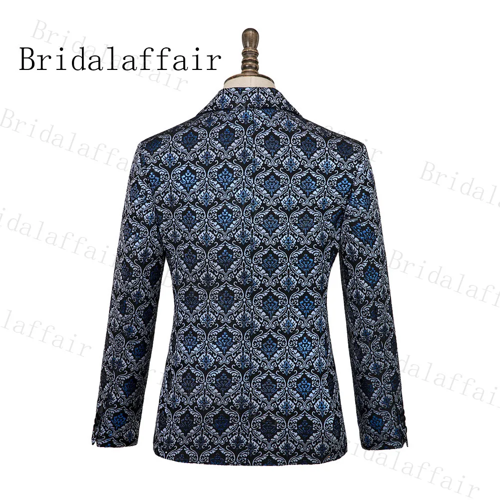 Bridalaffair итальянская мода синий меч цветок Jacqaurd Нежные мужские костюмы высокого качества Свадебный Жених парадный смокинг вечерние костюмы