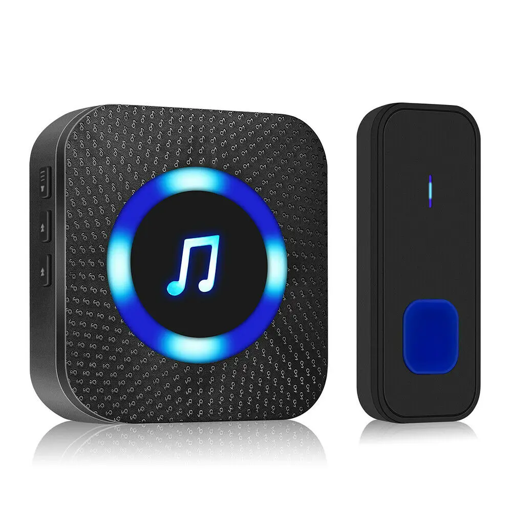 Timbre inalámbrico LED de 1000 pies, campana de puerta impermeable para exterior, inteligente, timbres inteligentes de seguridad para el hogar