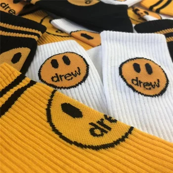 

Smile Face Socks For Women Men Unisex 100% Cotton Drew Printed Thick Drew House Stocking Casual Cotton Hiphop Socks