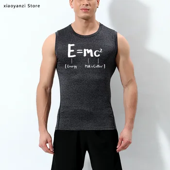 

men sleeveless running vest Funny Math Energy Equal Milk Add Square Coffee Theory of Relativity Design sportswear tank top shirt