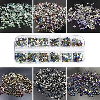 

12colors Glass Rhinestones For Nail Art Decorations Clear Shiny Accessories Gems Diamond Crystal Flatback Manicure S6W9