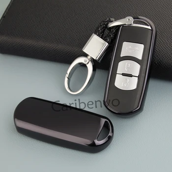 

Black Car Key Cover W/ Keychain Holder Accessories For Mazda 2 3 6 Mazda2 Mazda3 Mazda6 CX-3 CX-5 CX-9 MX-5 Toyota Yaris iA