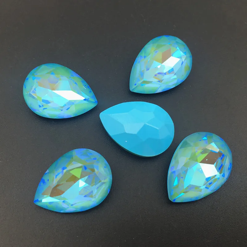 aquamarine MI Микс мокко флуоресцентные каплевидные K9 стеклянные Свободные Стразы AB цвет заостренный страз кристалл клей на одежду ювелирные изделия аксессуары - Цвет: aquamarine MI