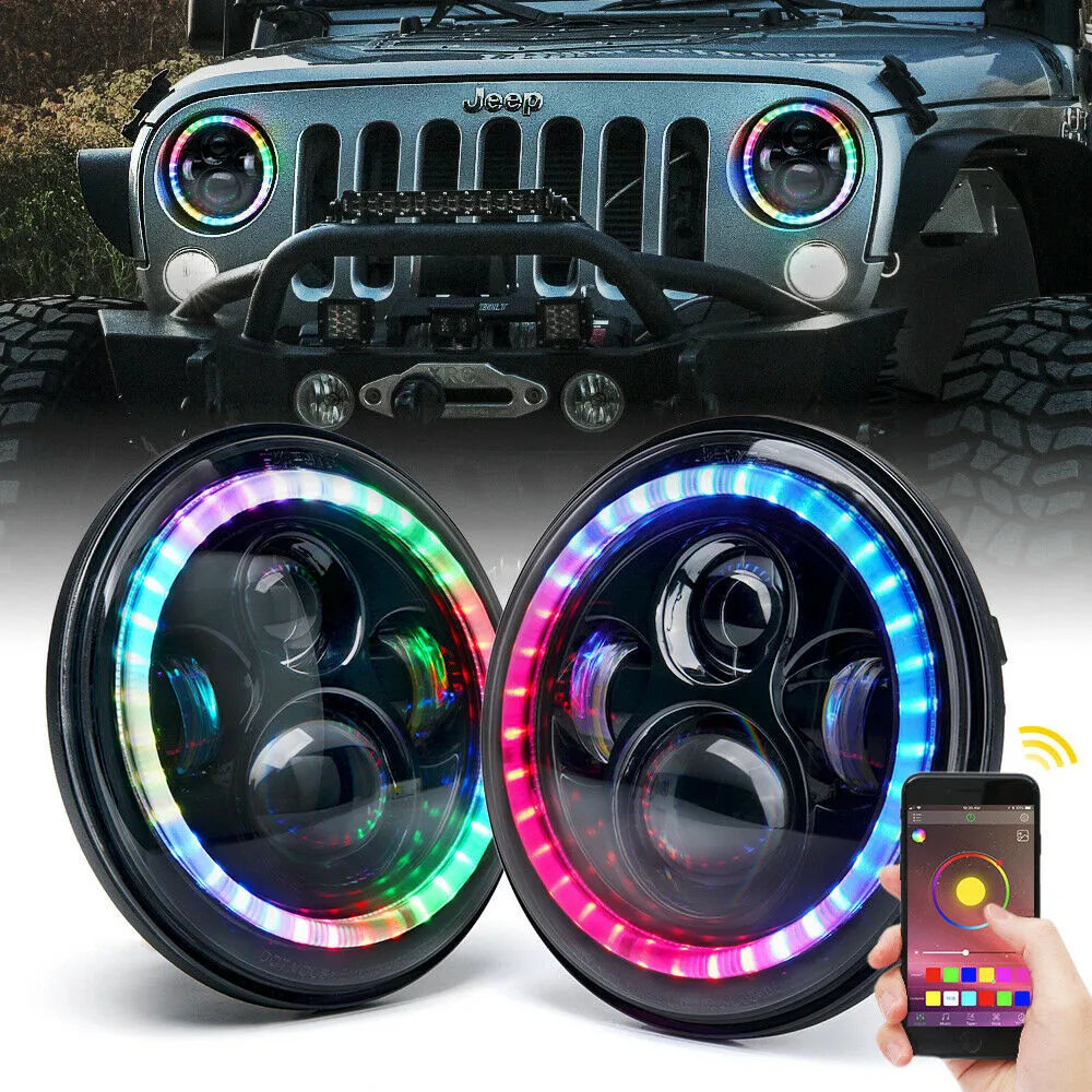 Автомобильные аксессуары 2 шт. 80 Вт 7-дюймовая светодиодная фара s для Jeep Wrangler Bluetooth