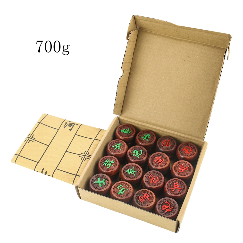Chinese Chess Set Solid Wooden Pieces Chessman Portable Travel Family Board Game Set for Kid Adult Chess Gift Puzzle Toy